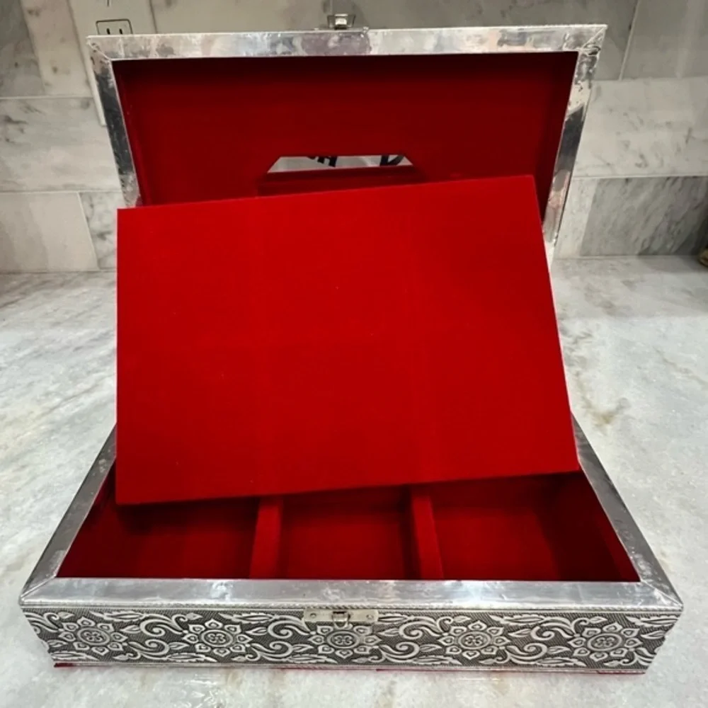 Two Tier Oxidized Elephant Jewelry Box